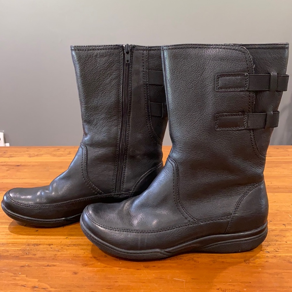 Clarks black leather boots